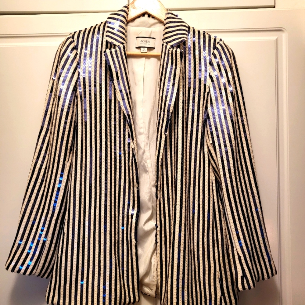 J. CREW Collection drapey blazer in sequin stripe